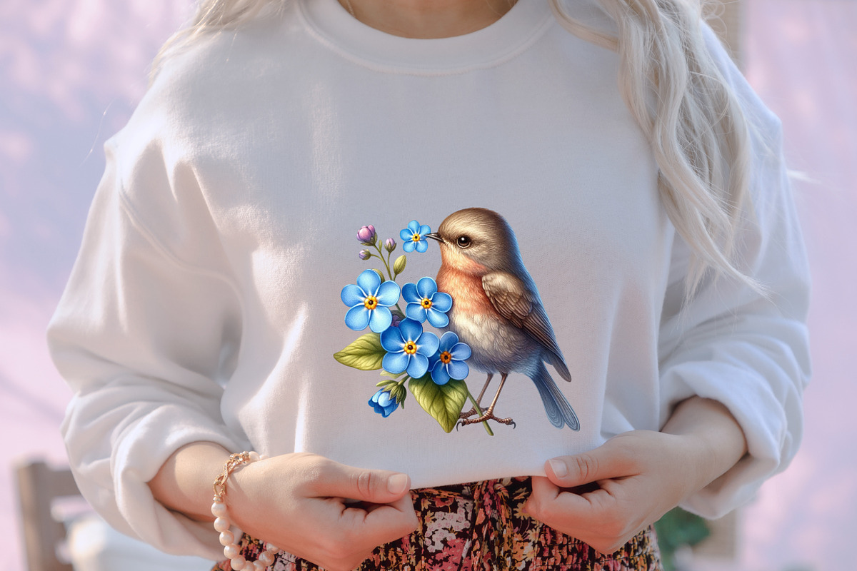 Watercolor Spring Floral Birds Clipa, an Illustration by designcity5 (Photo 5 of 5)