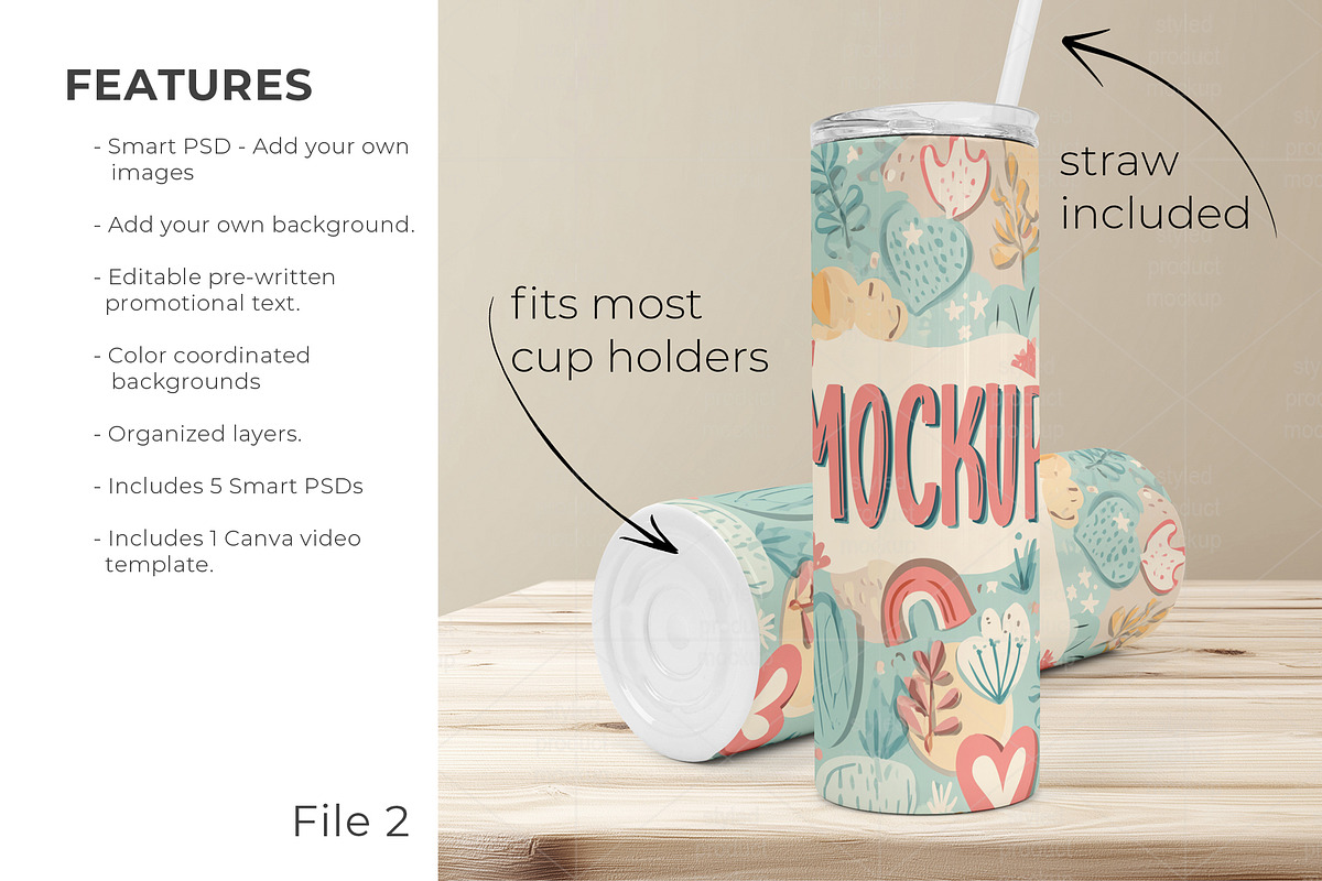 20oz Tumbler Mockup Listing Kit, a Cups & Container Mockup by StyledProductMockups (Photo 3 of 8)