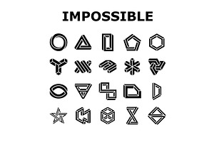 impossible geometric shape icons set