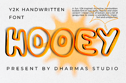 Hooey - Y2K Outline Handwritten, a Sans Serif Font by Dharmas Studio