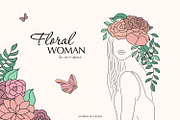 Line art floral woman & elements, a Person Illustration by Katerina.Sea.Design (Thumbnail 1 of 10)