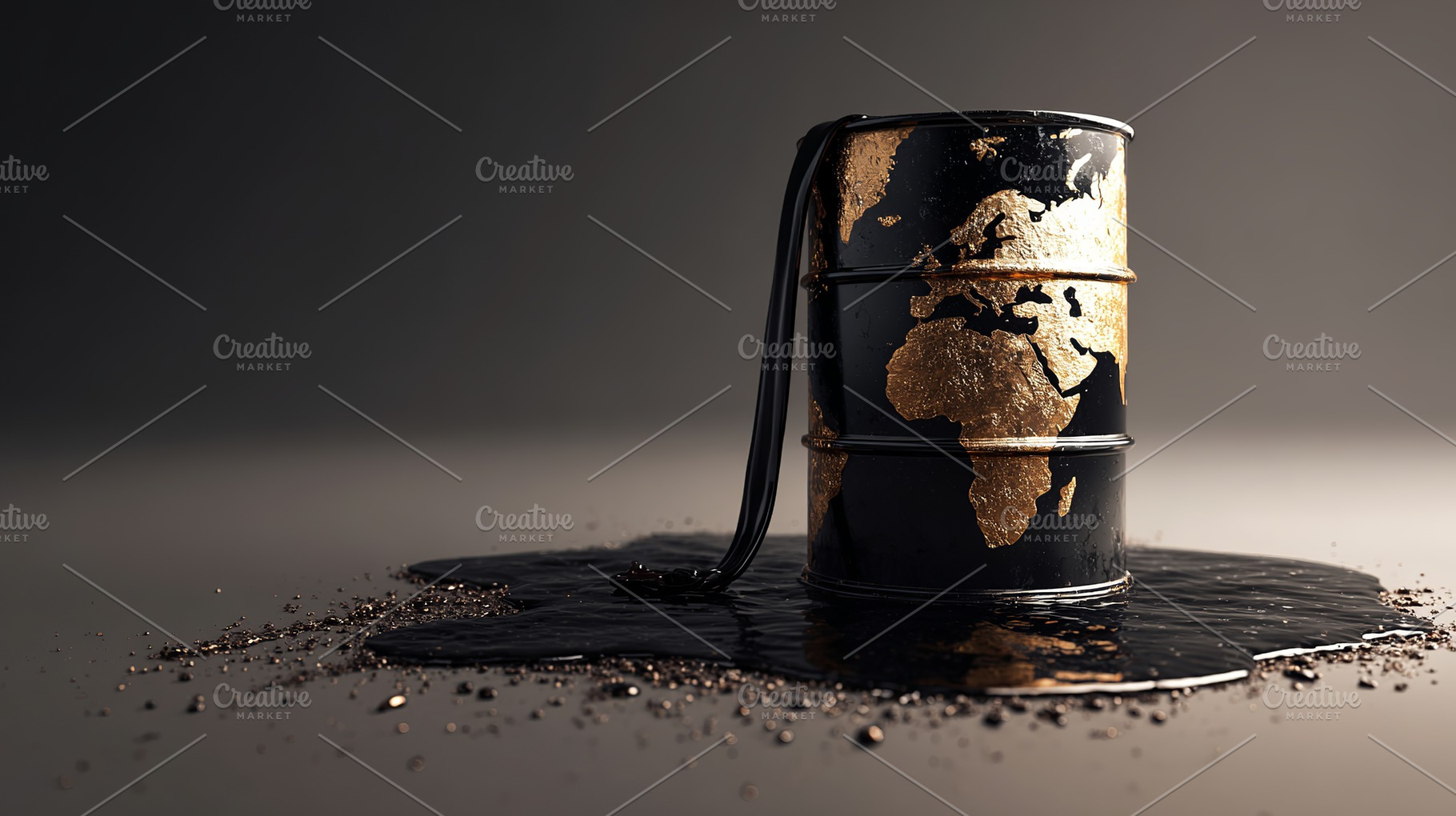 Earth shaped oil barrel draining, an Industrial Photo by Design Store