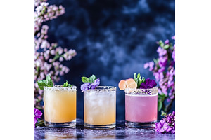 Colorful floral cocktails with, a Background Photo by Lermont51