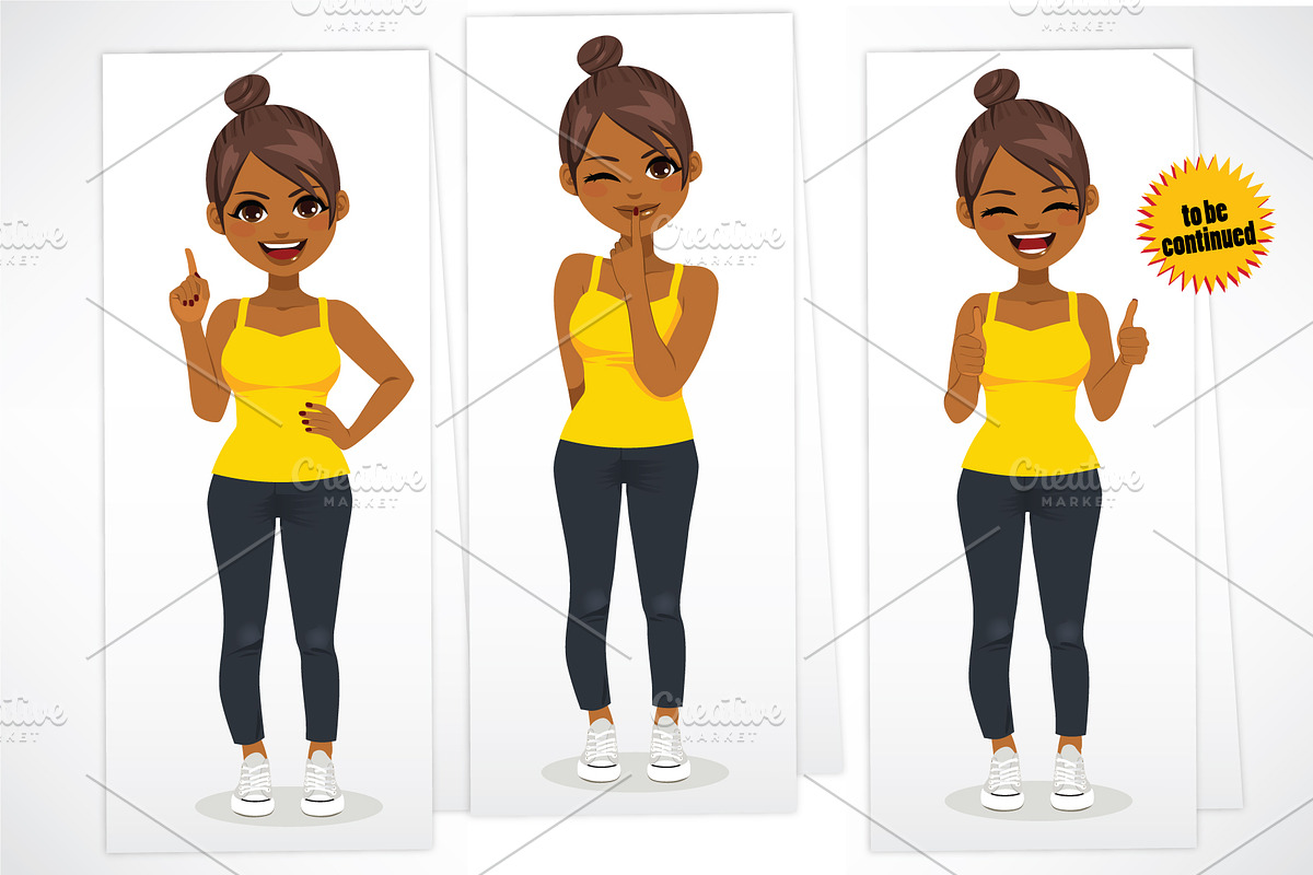 African Woman Cartoon Character Set, a Person Illustration by Kakigori Studio (Photo 3 of 3)