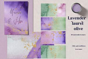 Lavender Watercolor Laurel Olive