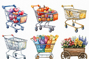 Watercolor Shopping Cart Clipart, an Illustration by Craft Nest (Thumbnail 3 of 6)