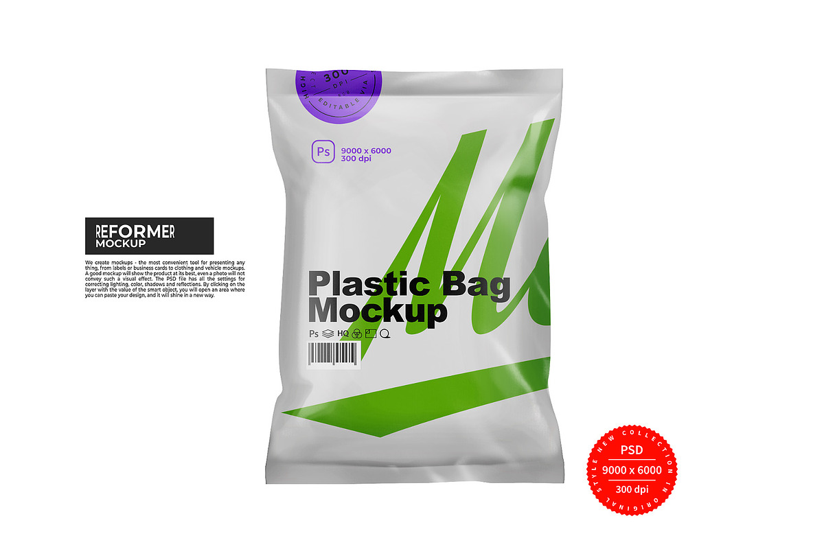 Plastic Bag Mockup, a Packaging Mockup by Reformer Mockup (Photo 4 of 8)