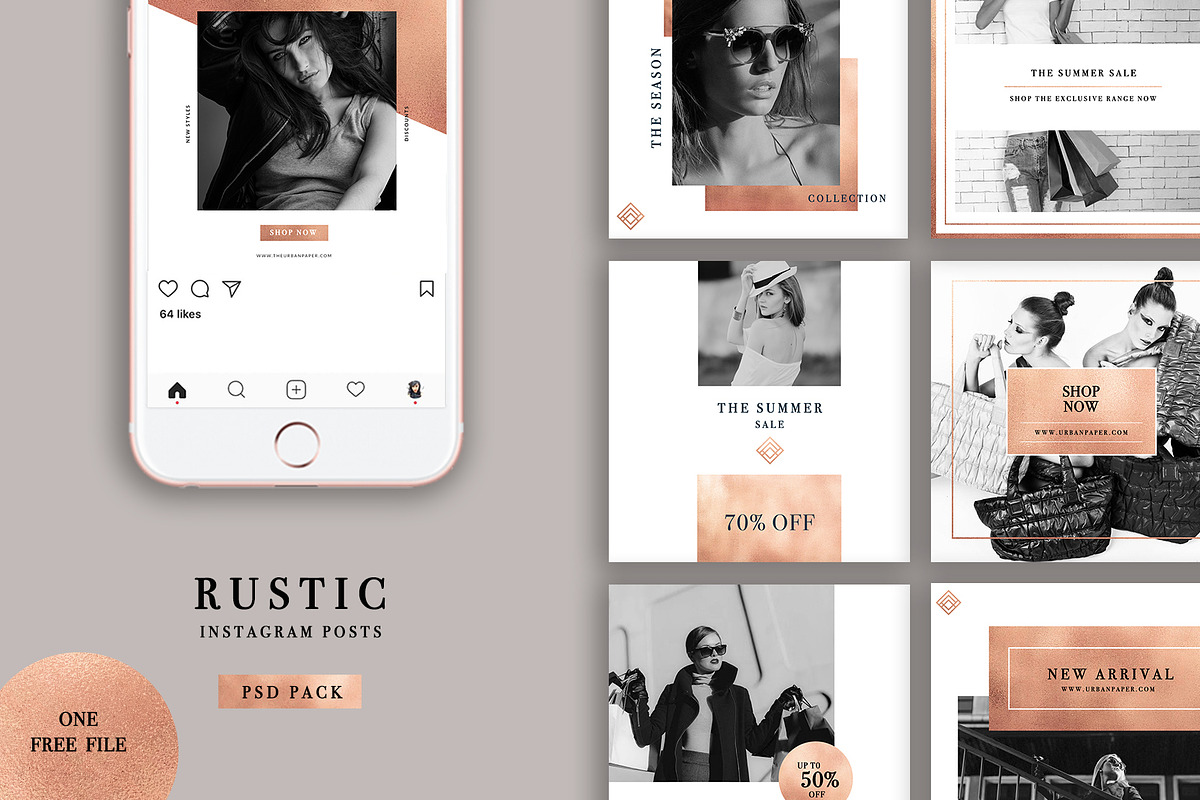 Rustic Instagram Posts + Free File, a Social Media Template by The Urban Paper (Photo 1 of 6)