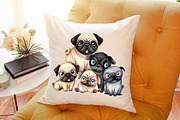 Cute Watercolor Pug Dog PNG, an Animal Illustration by Sublimation Artist (Thumbnail 6 of 6)