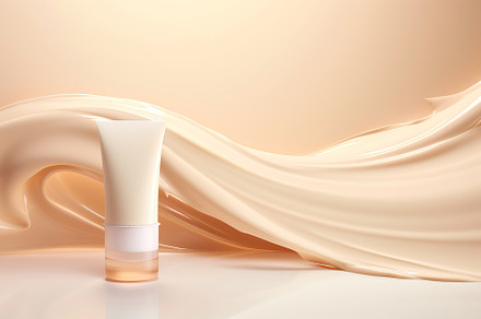 Beige Foundation in Elegant Glass Bottle, a Background Photo by Iconogenic