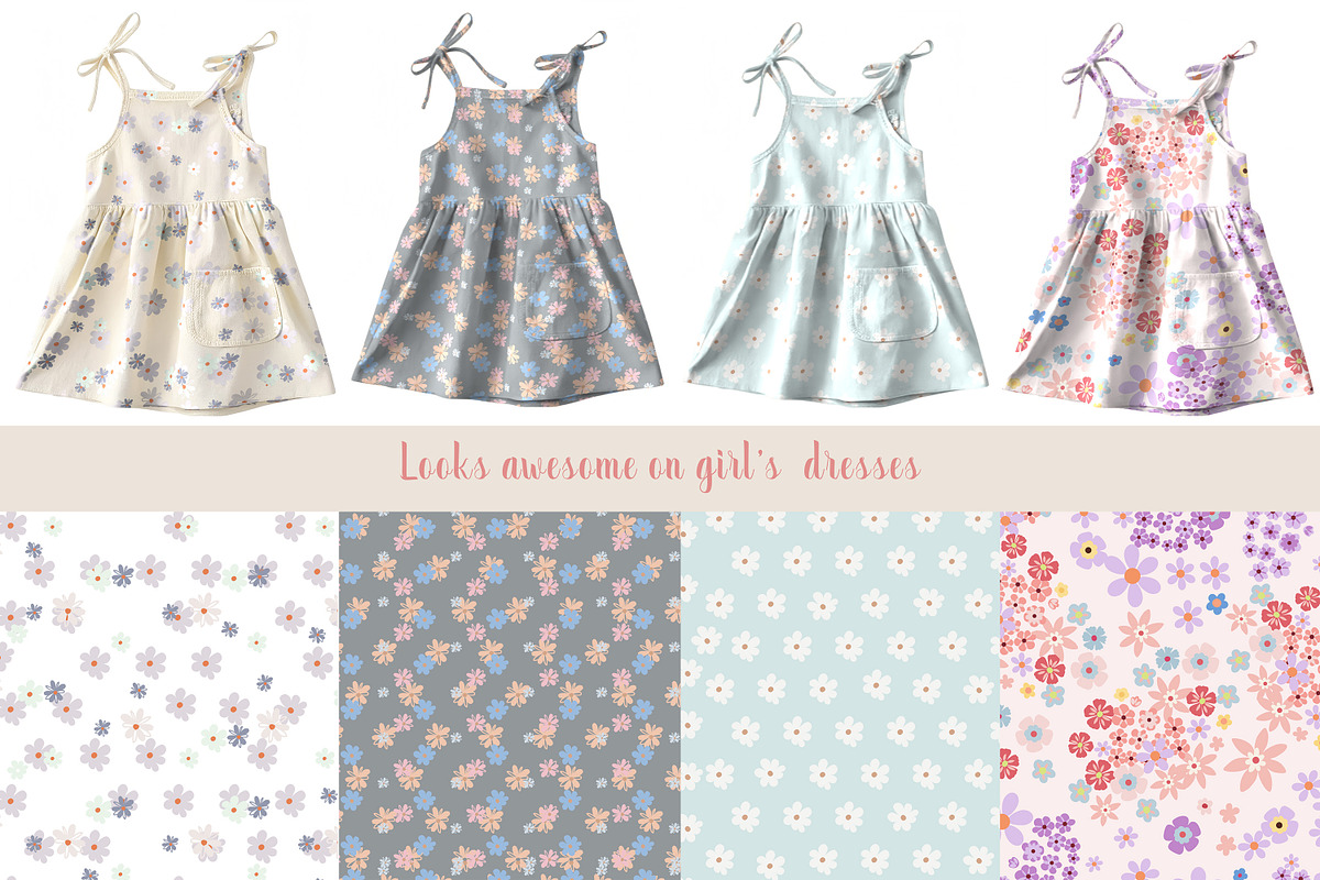 Ditsy vector flower patterns,clipart, a Pattern Graphic by FleurArt (Photo 5 of 8)