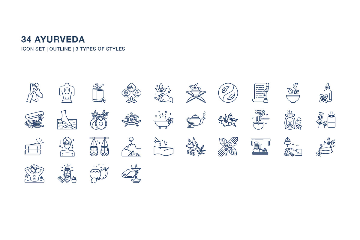 Ayurveda spa icon set, an Icon by Icongeek26 (Photo 4 of 4)
