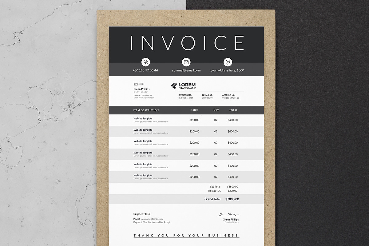 Invoice Template | Word & PSD, a Stationery Template by HiveArts (Photo 2 of 2)