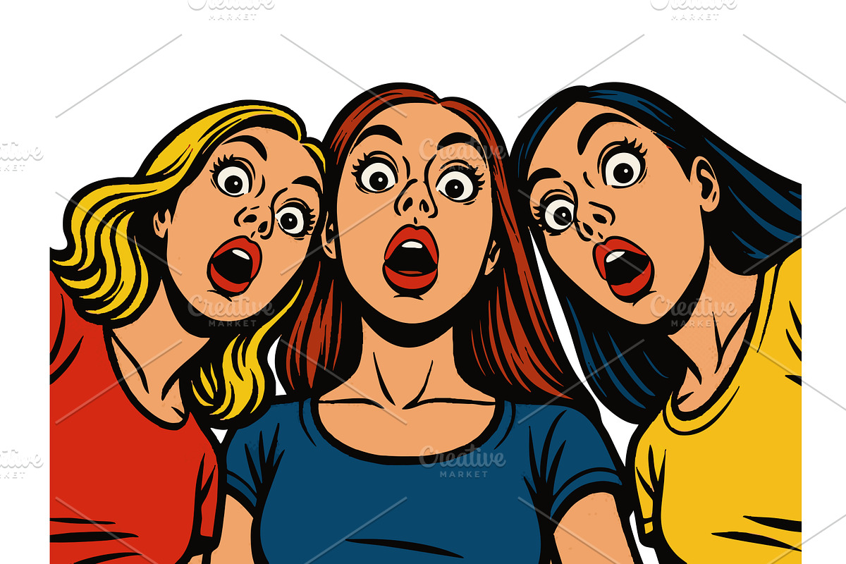 Surprised Women in Retro Pop Art, a Person Illustration by AlexArt