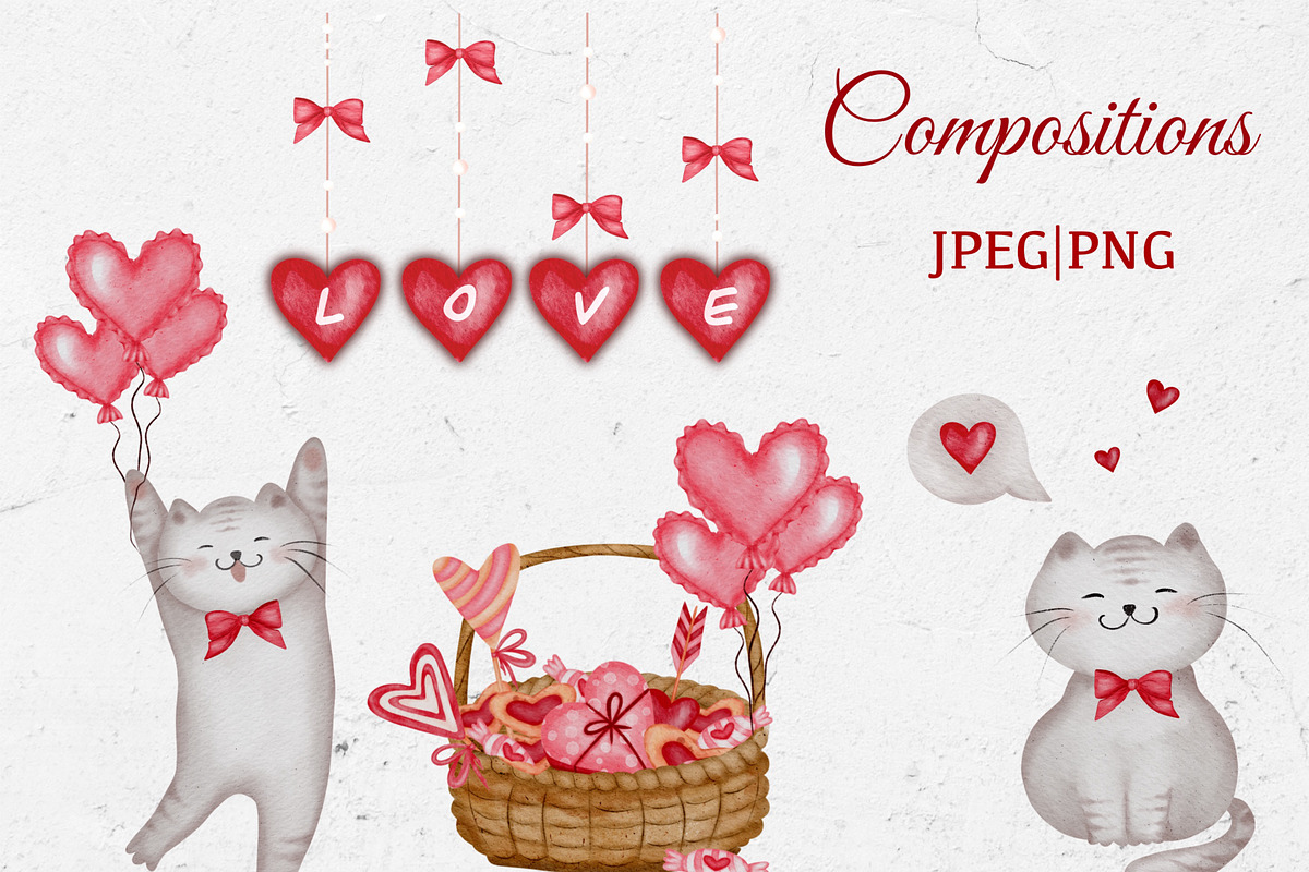 Valentine Watercolor Set, a Seasonal Illustration by ZabolotnaArt (Photo 4 of 11)