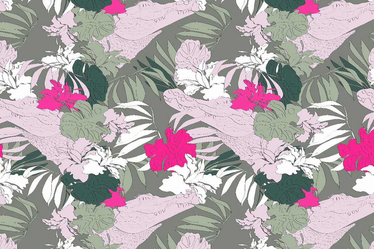 Tropical animal jungle foliage palms, a Pattern Graphic by Cotton Melon pattern Shop (Photo 2 of 5)