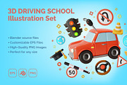 3d Driving  School Illustration Set, a 3D by 35lab (Thumbnail 1 of 6)