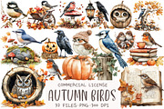 Watercolor Autumn Birds Clipart, an Illustration by OK Design (Thumbnail 1 of 5)