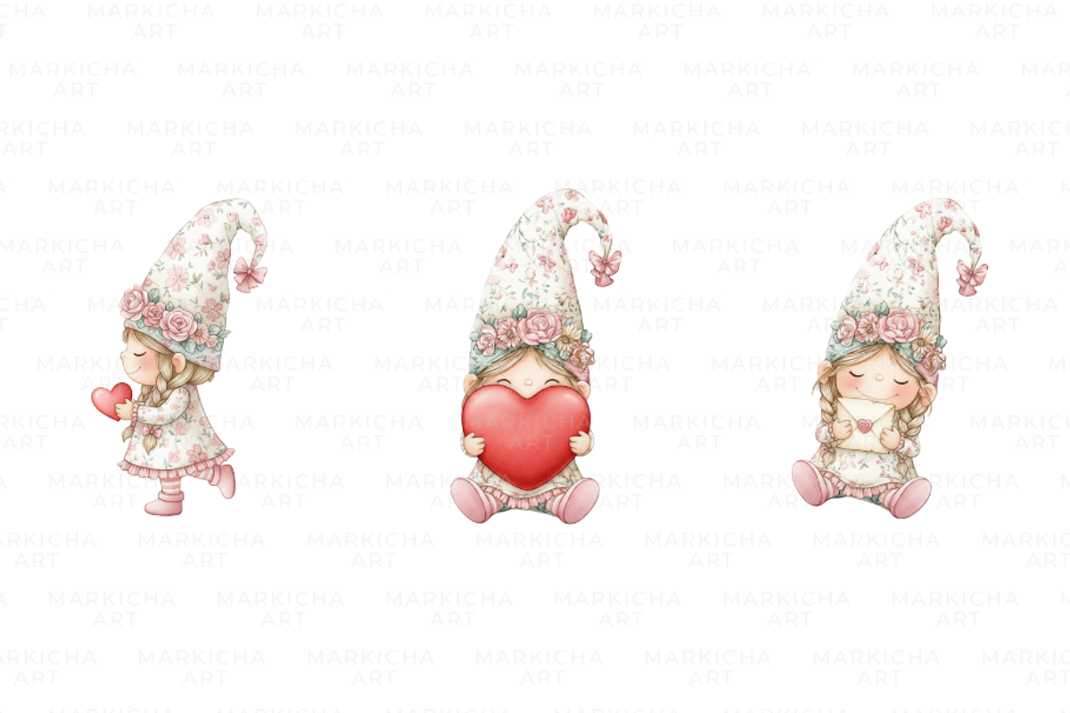 Valentine Gnome Girl Clipart, an Illustration by Markicha Art (Photo 3 of 6)