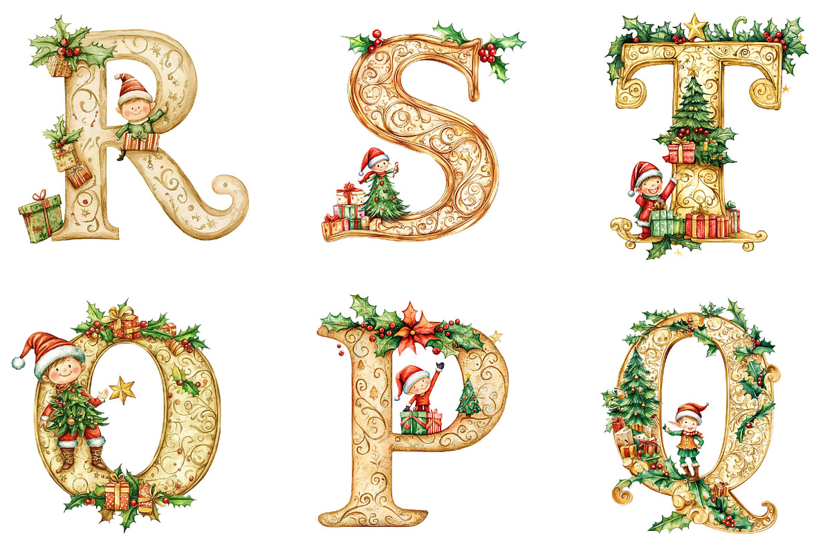 Christmas Alphabet PNG, a Seasonal Illustration by Designking (Photo 4 of 4)