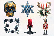 Watercolor Gothic Christmas Clipart, an Illustration by Dream Creation (Thumbnail 3 of 7)