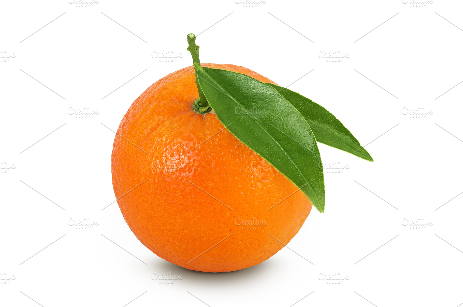 Orange fruit with leaves isolated on, a Food & Drink Photo by NataPhoto