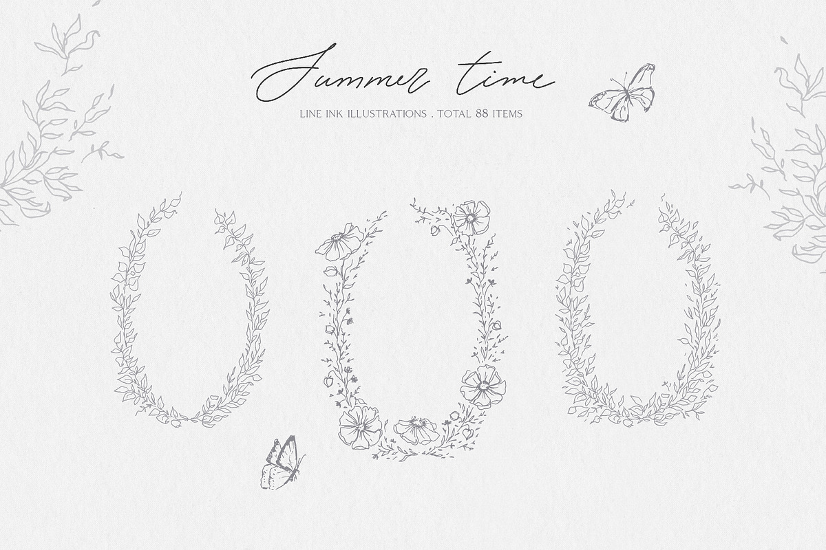 Summer botanical line art, a Decorative Illustration by Summer Nightingale Art (Photo 2 of 12)