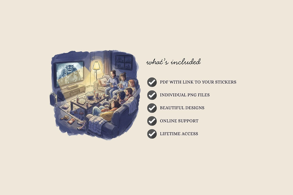 Movies Sticker set, an Illustration by ikarifq shop (Photo 2 of 7)