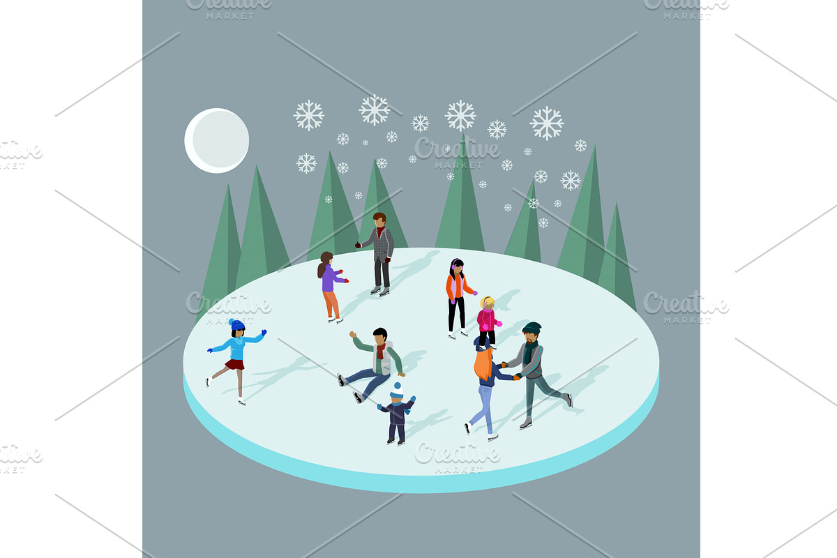 Winter ice staking rink sports happy, a Sport Illustration by robuart