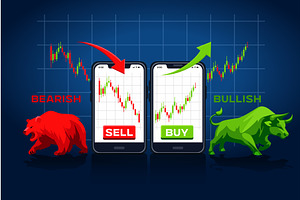 Bearish and Bullish Trading Concept, a Finance Illustration by BabySofja