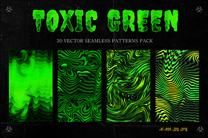 Toxic green seamless patterns pack