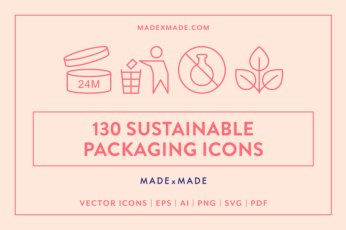 Sustainable Packaging Line Icons, an Outline Icon by Made by Made (Photo 1 of 8)