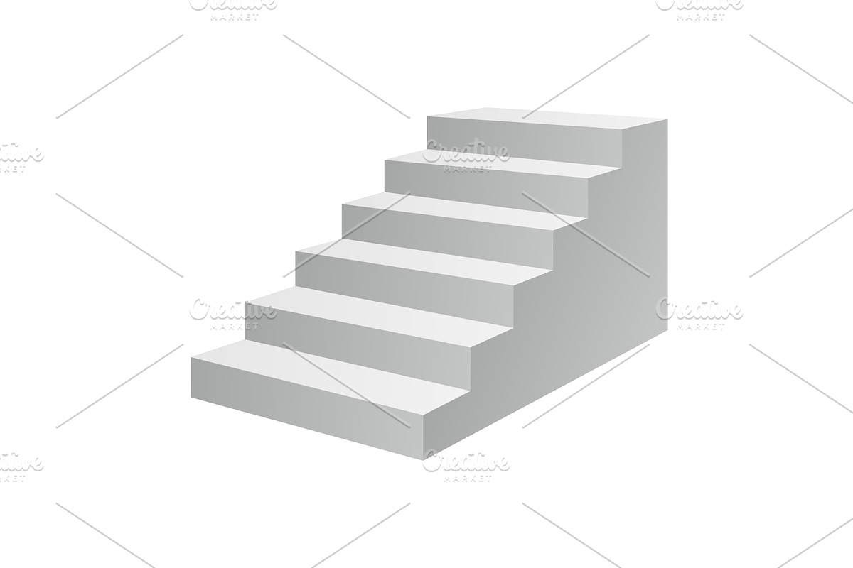 Staircase with wide steps. Isometric, an Object Illustration by GraphiShop
