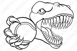 Dinosaur Tennis Player Animal Sports, a Sport Illustration by Christos Georghiou