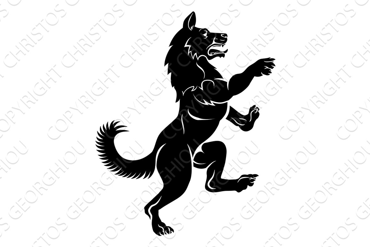 Wolf or Dog in Rampant Heraldic Coat, an Animal Illustration by ...