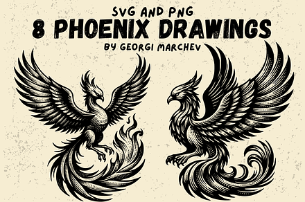 Phoenix Fenix Artwork Bundle SVG PNG, an Animal Illustration by Ray Crimson