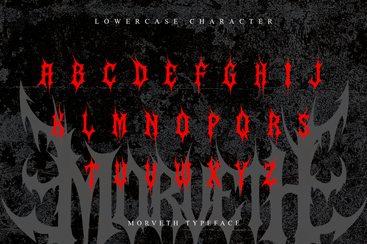 Morveth | Death Metal Font, a Symbol Font by Masyafi Studio (Photo 8 of 9)