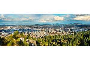 Panorama of portland downtown in featuring portland, city, and panorama, an Architecture Photo by Leonid Andronov