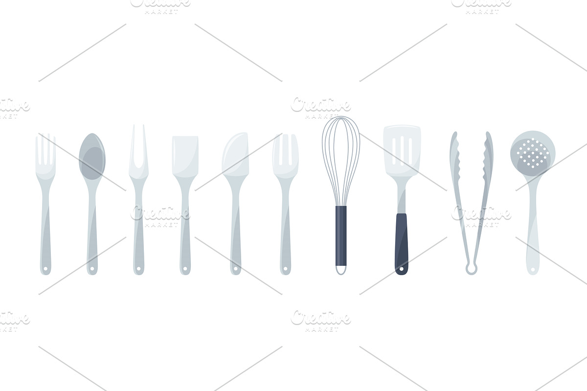 Simple kitchen tools, Clean utensils, a Food Illustration by the8monkey