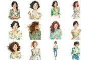 Watercolor Spring Girl Clipart, an Illustration by DreamArtGraphic (Thumbnail 2 of 4)