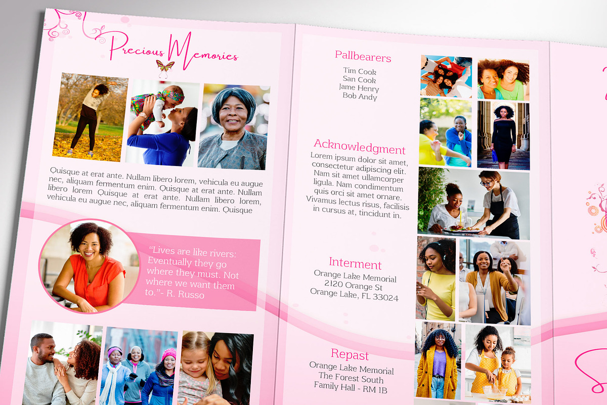 Pink Princess Tabloid Trifold Funeral preview 6