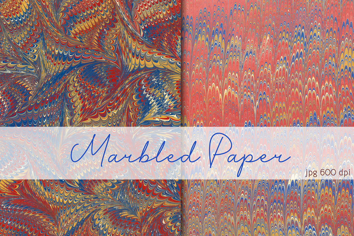2 Marbled papers Red Feathers, a Texture Graphic by Marblingdom (Photo 1 of 3)