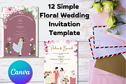 12 Simple Floral Wedding Invitations, an Invitation Template by WynterLife Studio (Thumbnail 1 of 7)