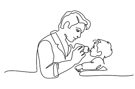 Dad feeds newborn from bottle