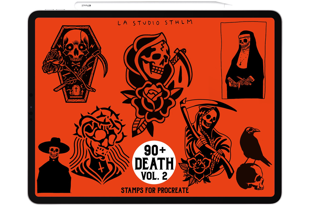 Death Vol. 2 - Procreate Stamp Set, a Brush Add-On by LA Studio Sthlm (Photo 1 of 6)
