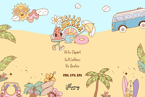 Hello Summer - Retro Clipart Bundle