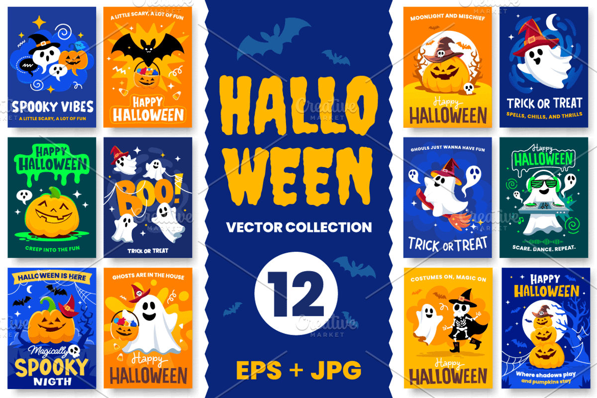 Happy Halloween | Posters Set, a Seasonal Illustration by wowomnom (Photo 1 of 4)