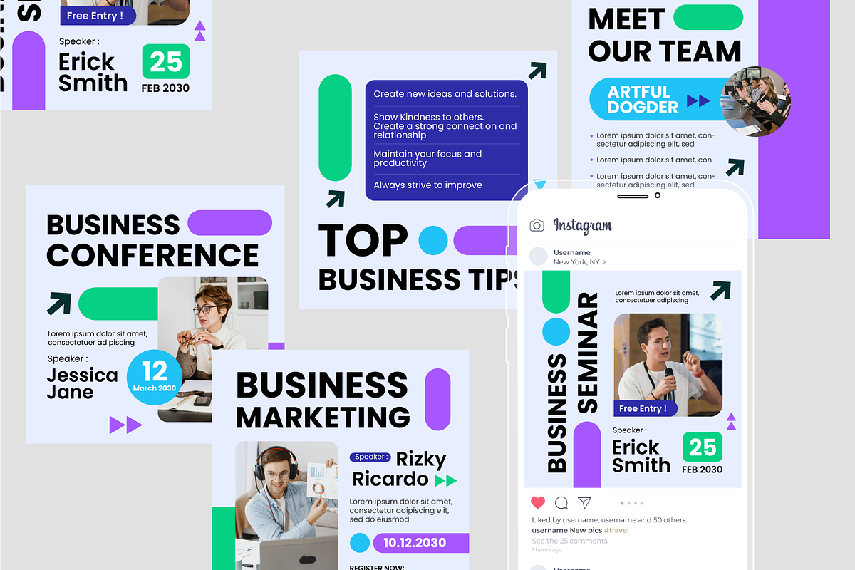 Seminar Business Feed Instagram Post, a Social Media Template by SquidPixey (Photo 3 of 6)