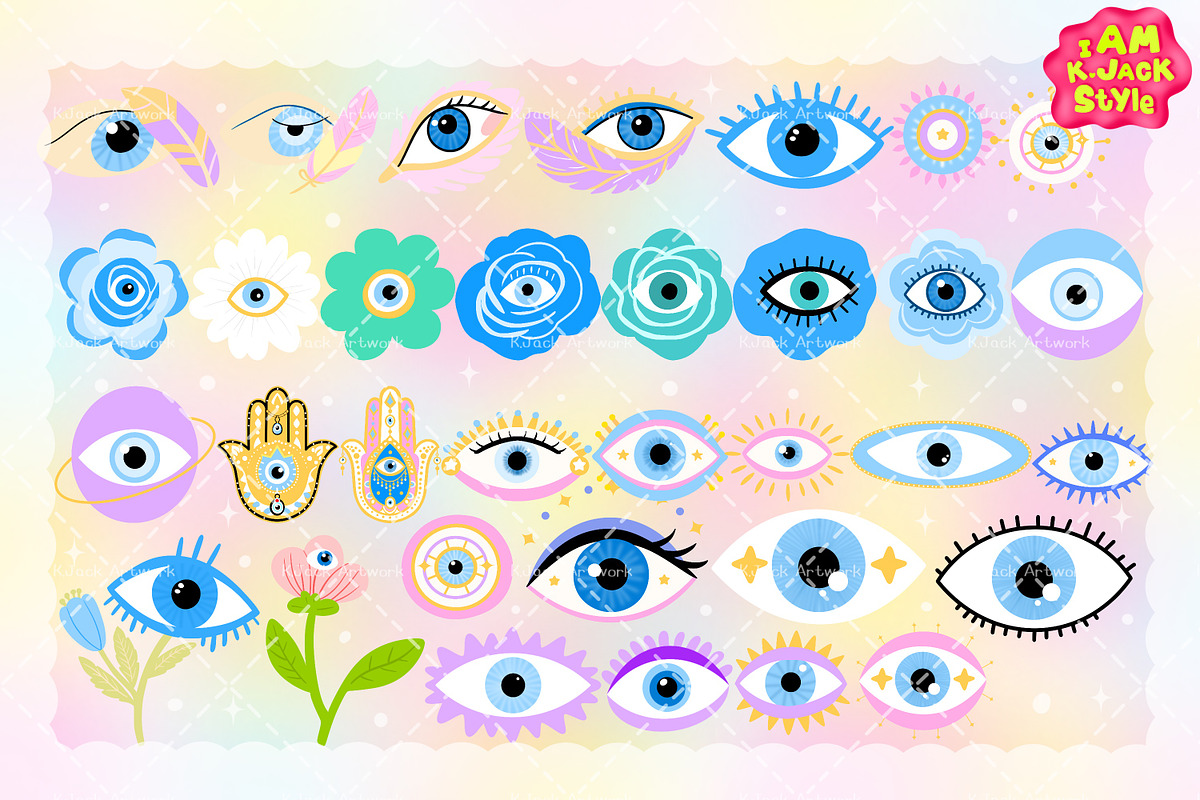 Cute Evil eye clipart PNG, a Decorative Illustration by K.JackArtwork (Photo 2 of 4)