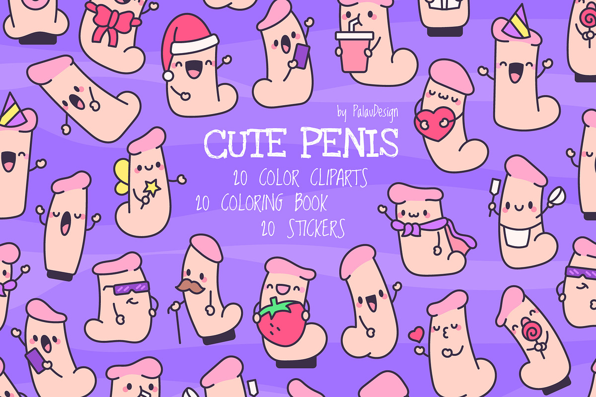 Cute Kawaii Male organ Characters, a Decorative Illustration by Palau (Photo 1 of 12)